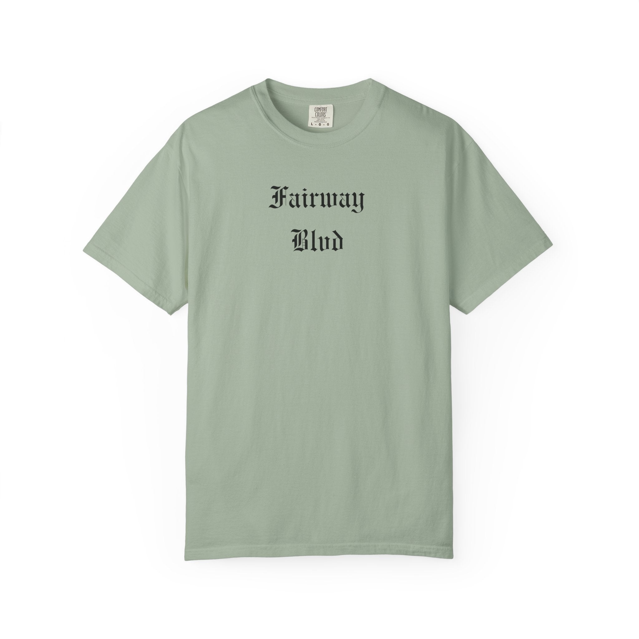Fairway Blvd T-Shirt — Gothic Script Golf Tee