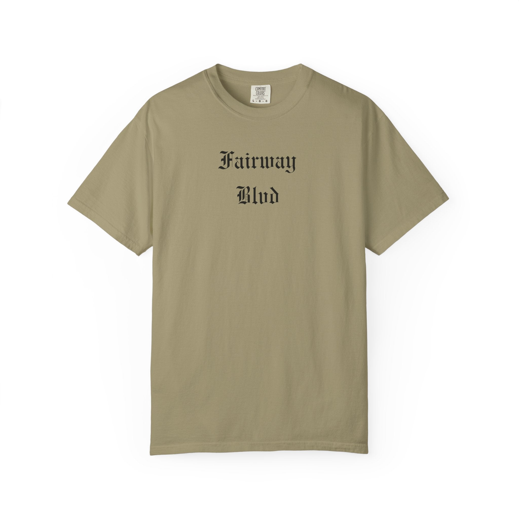 Fairway Blvd T-Shirt — Gothic Script Golf Tee