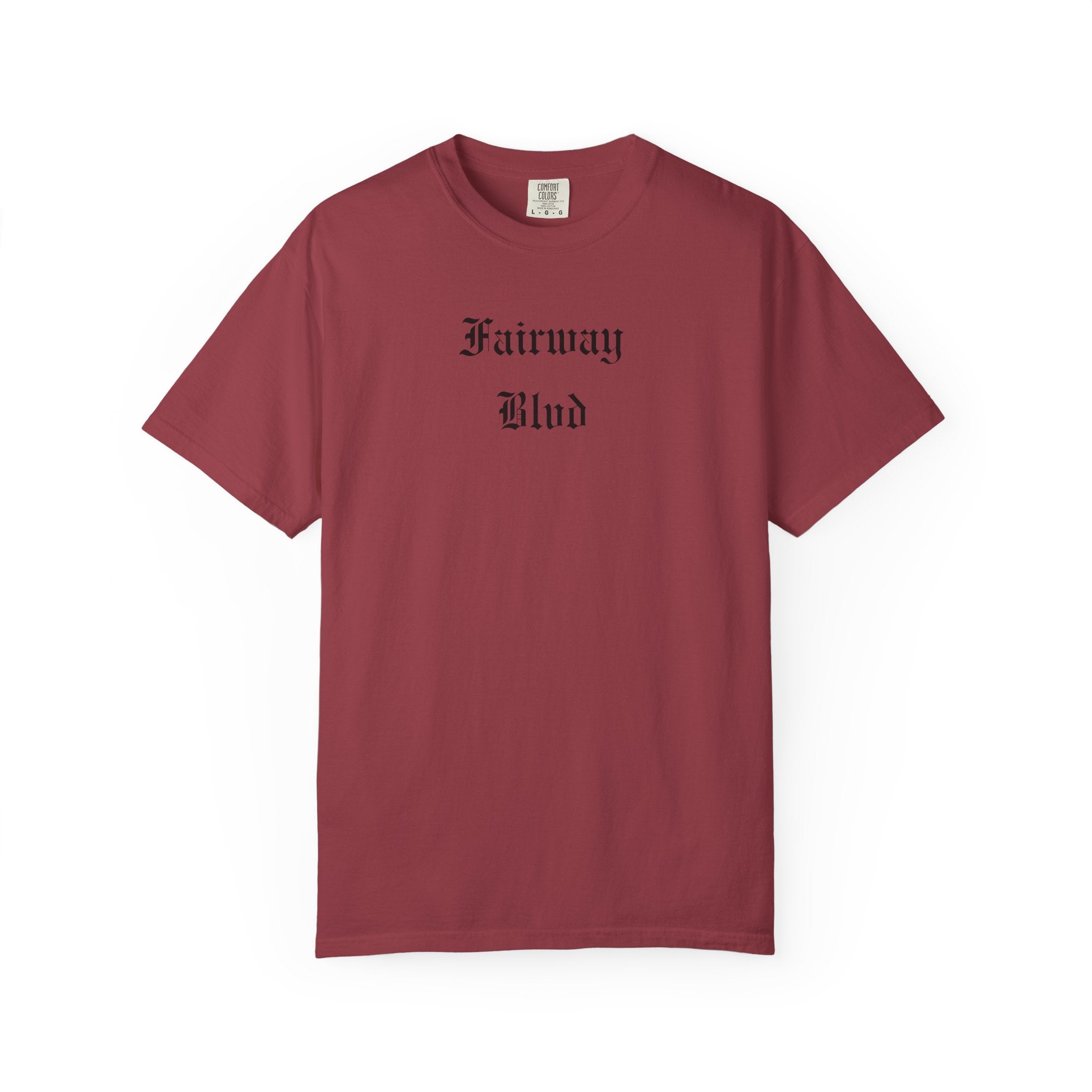 Fairway Blvd T-Shirt — Gothic Script Golf Tee