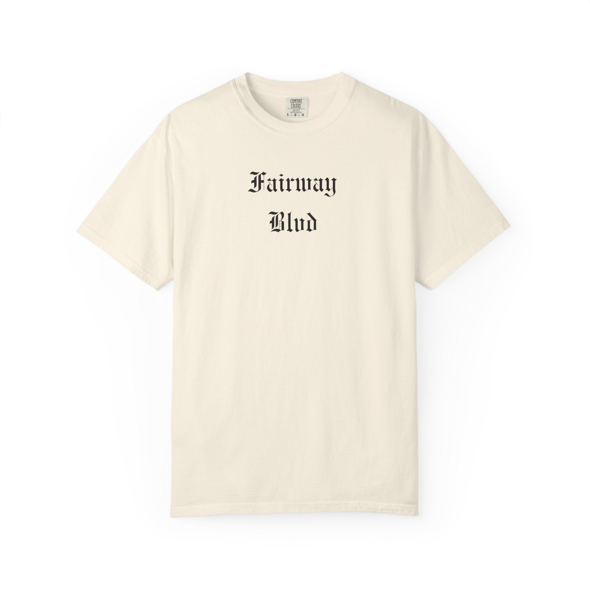 Fairway Blvd T-Shirt — Gothic Script Golf Tee