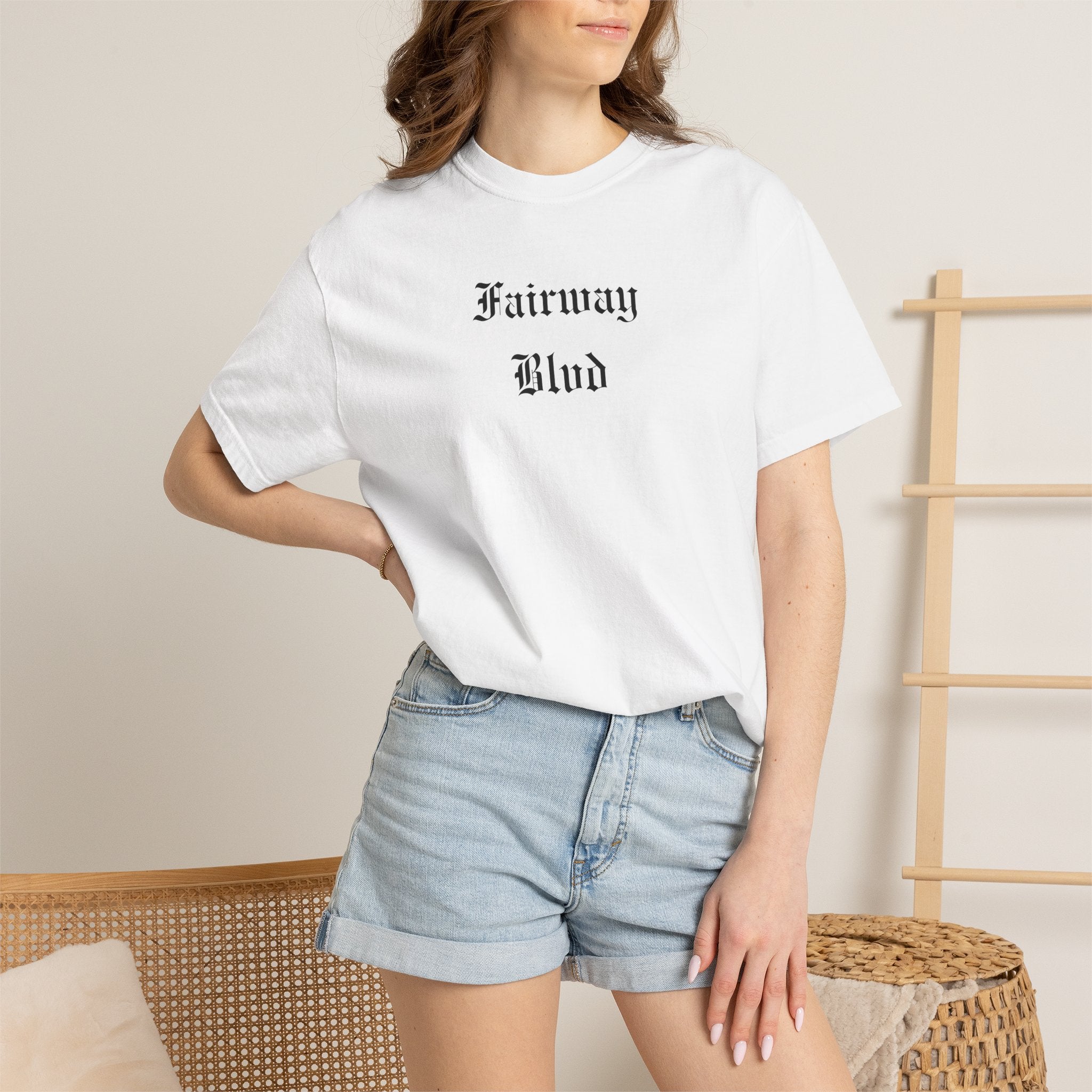 Fairway Blvd T-Shirt — Gothic Script Golf Tee