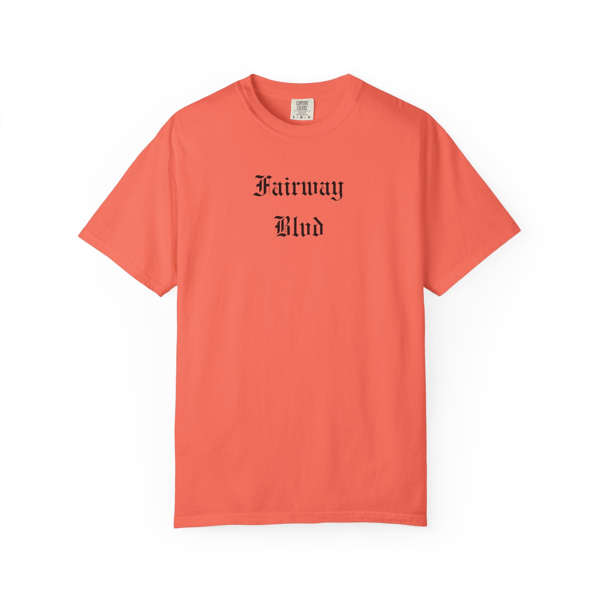 Fairway Blvd T-Shirt — Gothic Script Golf Tee