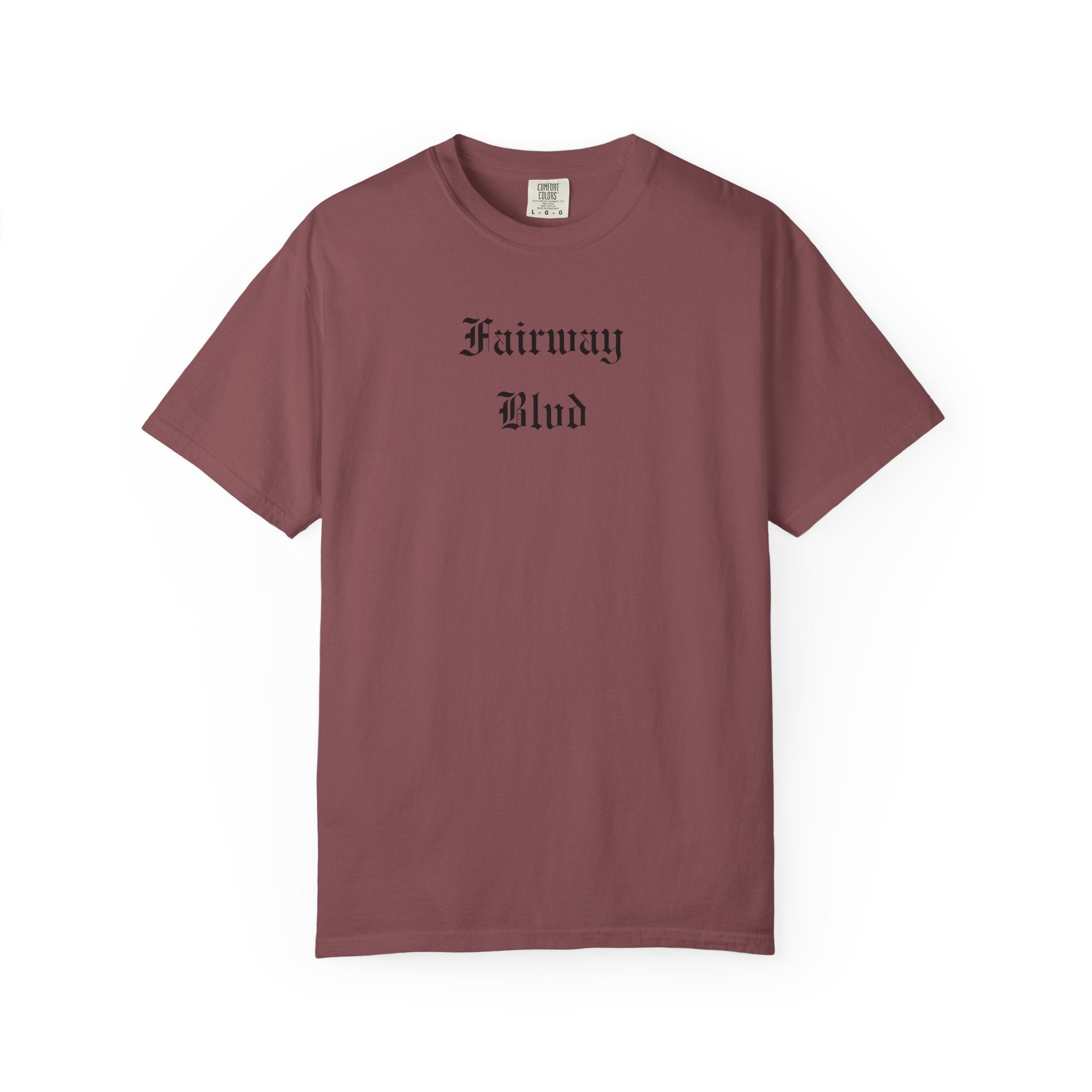 Fairway Blvd T-Shirt — Gothic Script Golf Tee