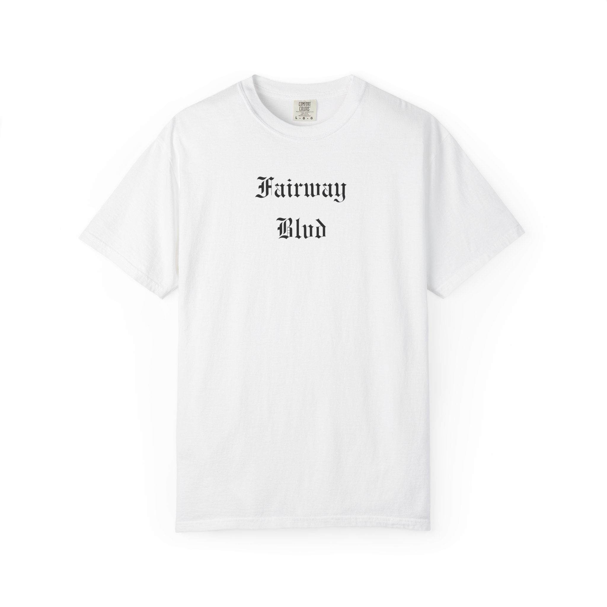 Fairway Blvd T-Shirt — Gothic Script Golf Tee