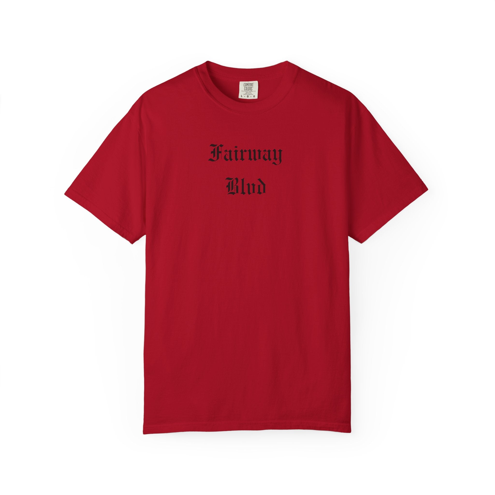 Fairway Blvd T-Shirt — Gothic Script Golf Tee