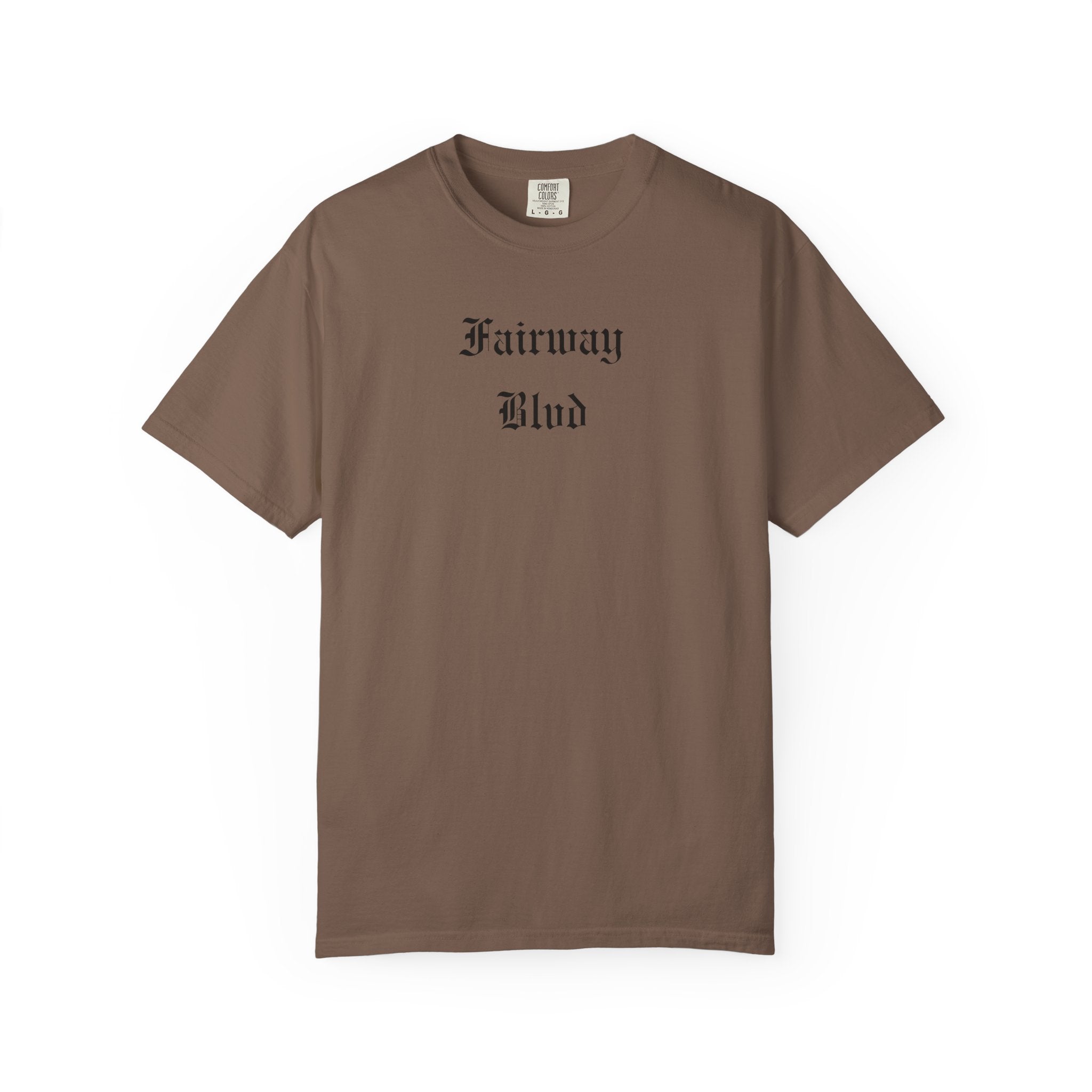 Fairway Blvd T-Shirt — Gothic Script Golf Tee