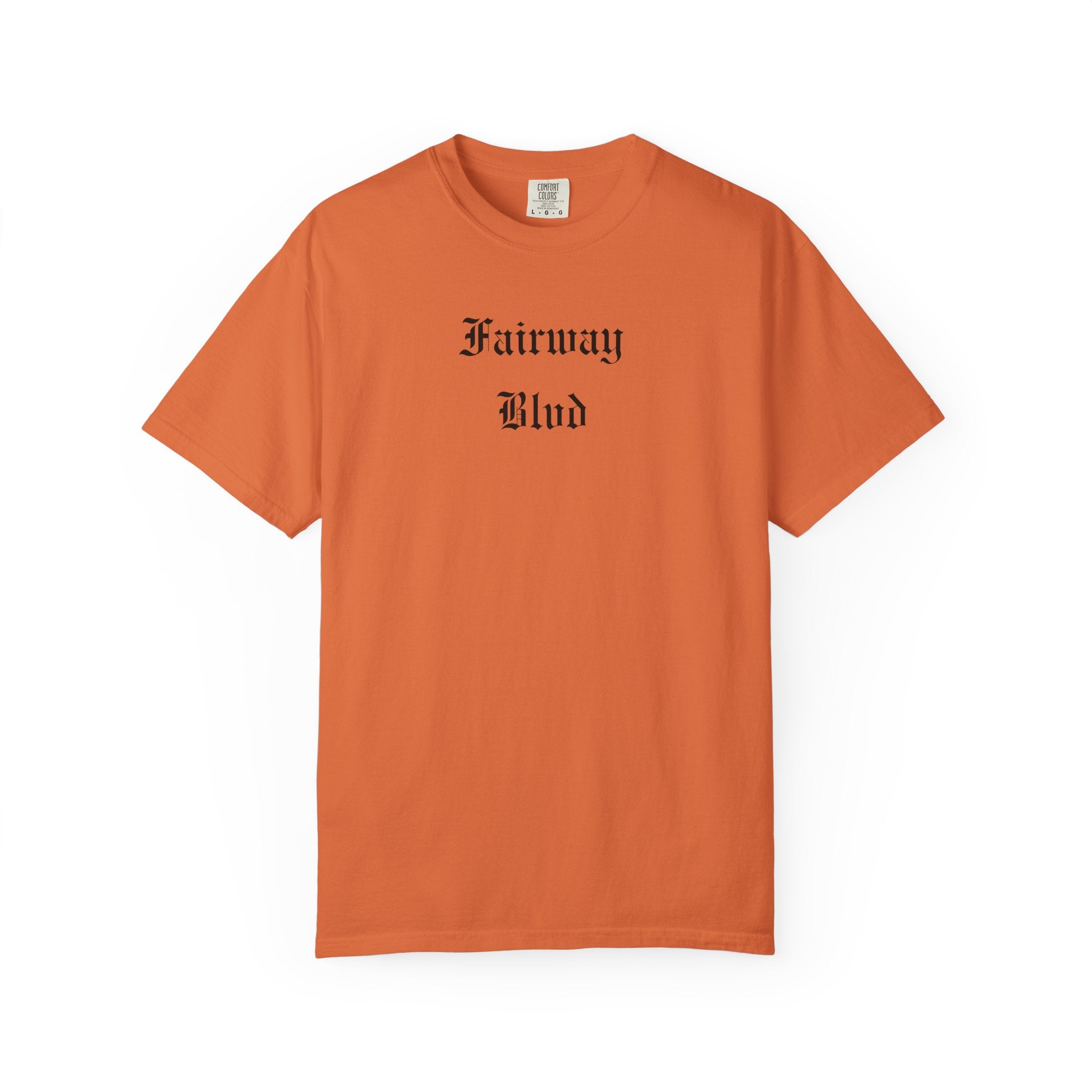 Fairway Blvd T-Shirt — Gothic Script Golf Tee