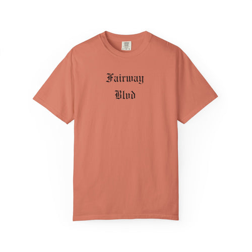 Fairway Blvd T-Shirt — Gothic Script Golf Tee
